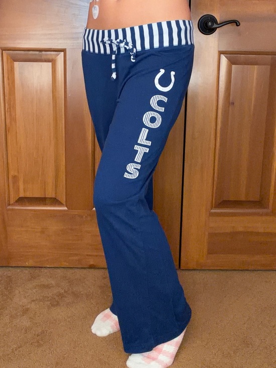 NFL Pants - NFL Team Apparel Indianapolis Colts Women’s Blue Striped Lounge Pants Size M Y2K